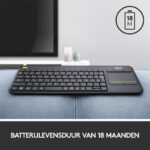 Logitech Wireless Touch K400 Plus (NL) Zwart - Afbeelding 4