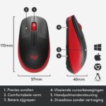 Logitech M190 Draadloze Muis Zwart/Rood - Afbeelding 2