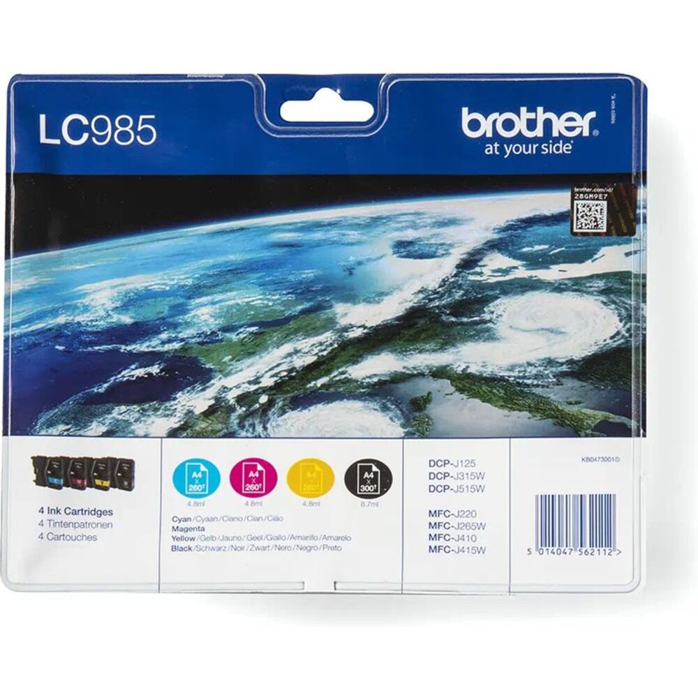 46771_brother-lc-985valbp-inktcartridge-4-kleuren-multipack Brother LC-985 Combipack 51,3ml - Afbeelding 1