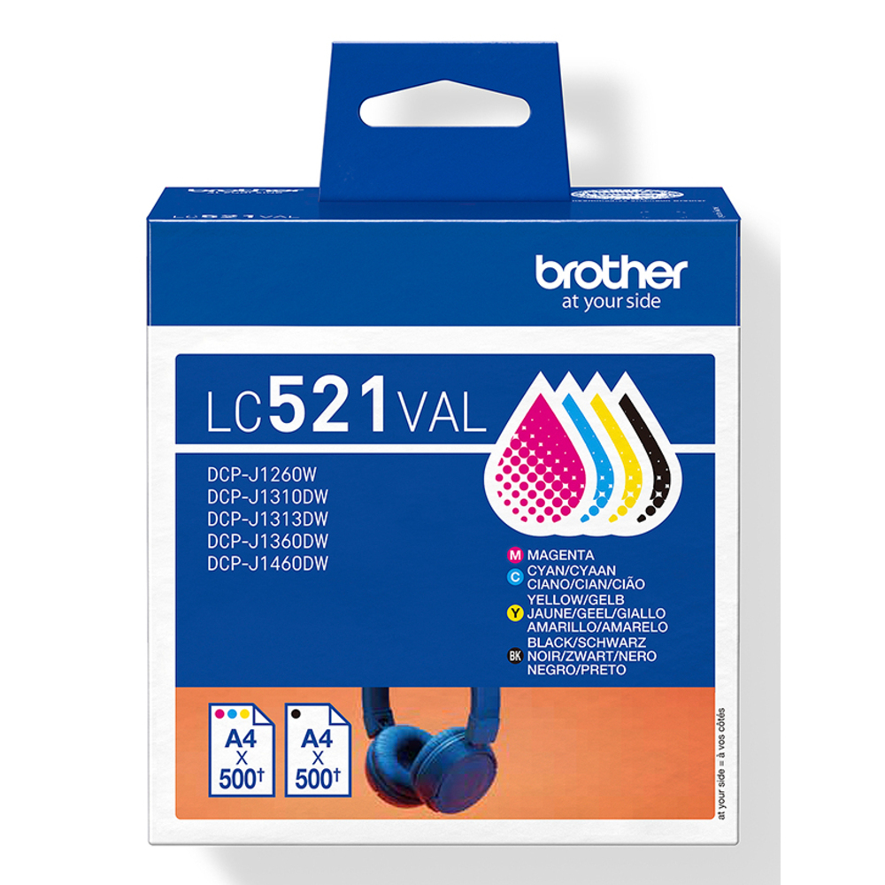 68336_1 Brother LC-521VAL Combipack 4 x 500 pagina`s - Afbeelding 1