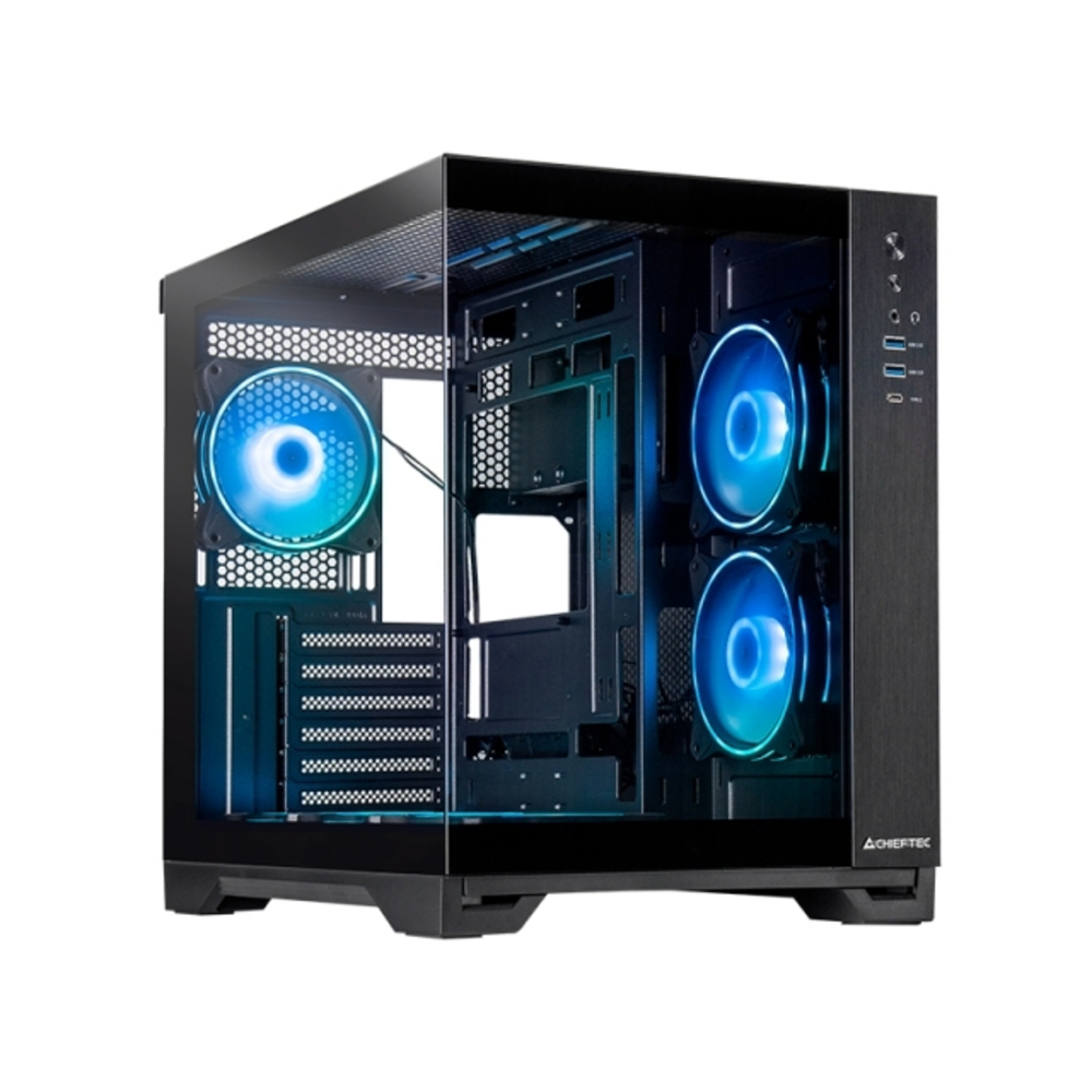 WB-25138_1 Chieftec VISIO, tempered glass front, Zwart - Afbeelding 1