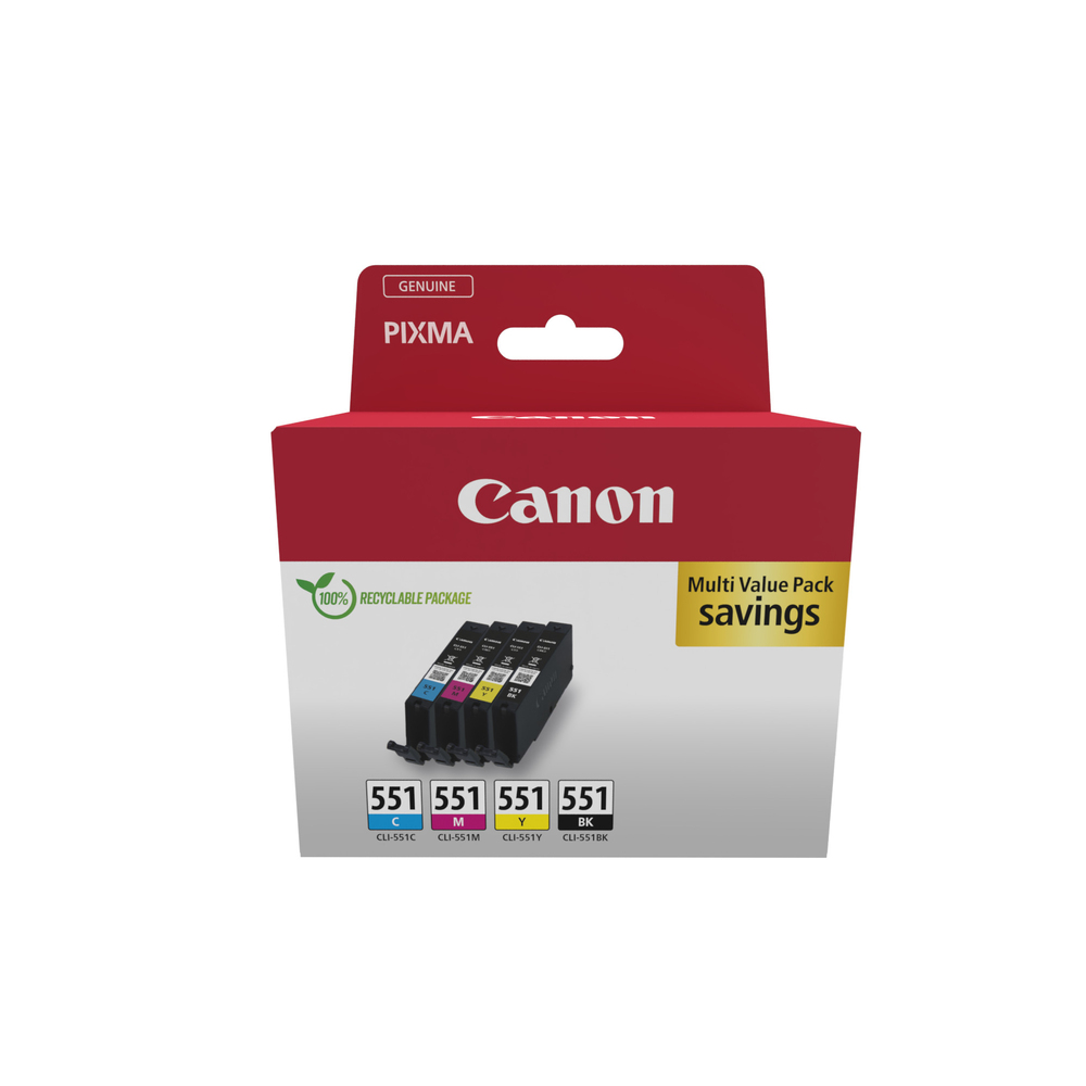 66135_1 Canon CLI-551 Combipack 28,0ml - Afbeelding 1